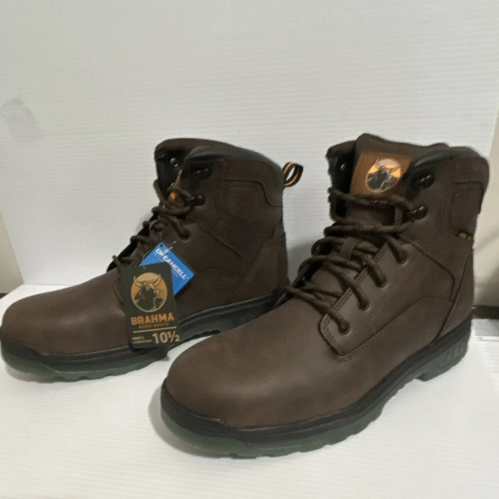 Brahma Combustion Men's 10.5D Brown Steel Toe Work Boots ASTM F2413-14